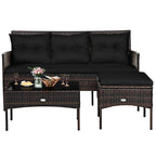 3 Pieces Patio Furniture Sectional Set with 5 Cozy Cushions