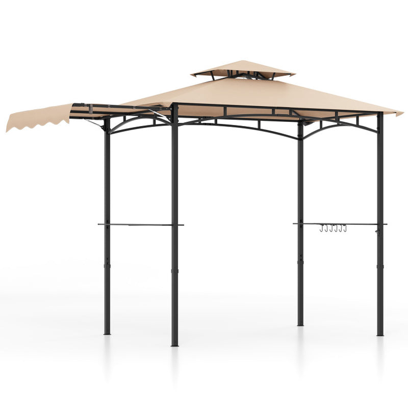 8 X 5 Feet Outdoor Grill Gazebo with 2 Side Shelves and 10 Hooks