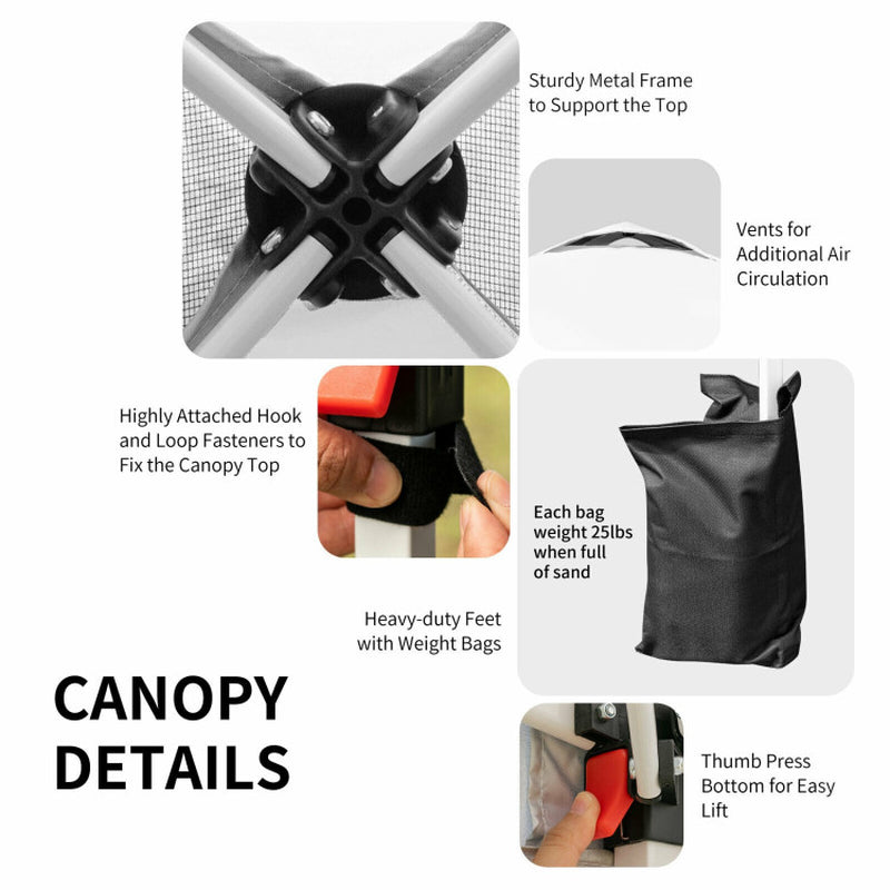 6.6 X 6.6 Feet Outdoor Pop up Height Adjustable Canopy Tent with Roller Bag