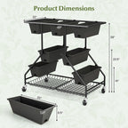 Vertical Raised Garden Bed with 7 Planter Boxes and Storage Baskets