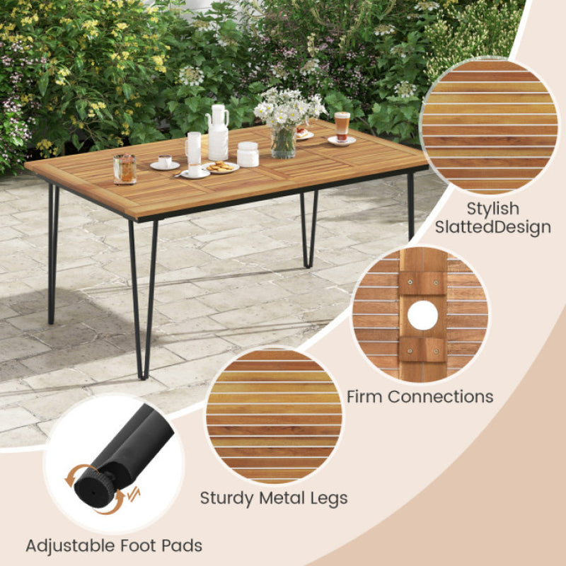 63 Inch Outdoor Dining Table & Set of 4 Patio Dining Chairs