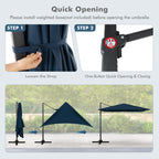9.5 Feet Square Patio Cantilever Umbrella with 360° Rotation