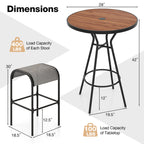 5 Pieces Outdoor round Bar Table Set with 1.6 Inches Umbrella Hole