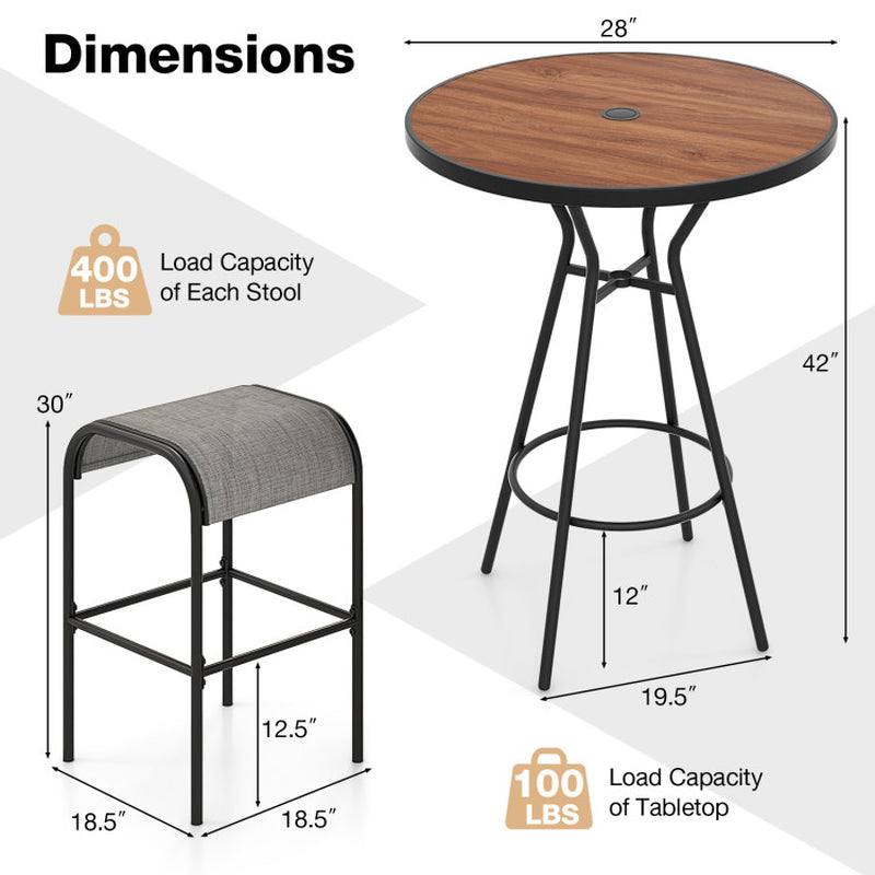5 Pieces Outdoor round Bar Table Set with 1.6 Inches Umbrella Hole
