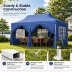 10' × 20' Pop-Up Event Canopy Tent with 6 Removable Sidewalls, Church Windows & Wheeled Storage Bag