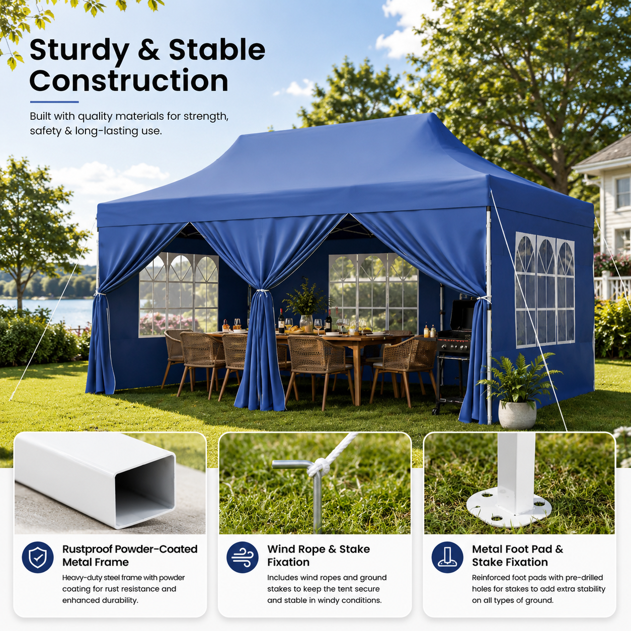 10' × 20' Pop-Up Event Canopy Tent with 6 Removable Sidewalls, Church Windows & Wheeled Storage Bag