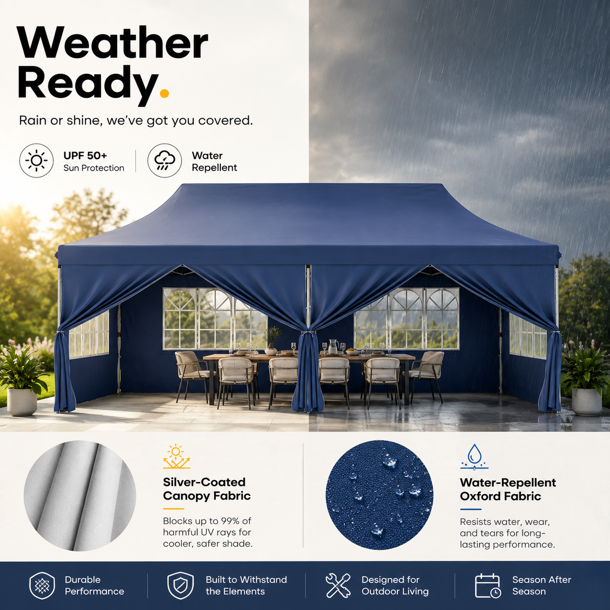 10' × 20' Pop-Up Event Canopy Tent with 6 Removable Sidewalls, Church Windows & Wheeled Storage Bag