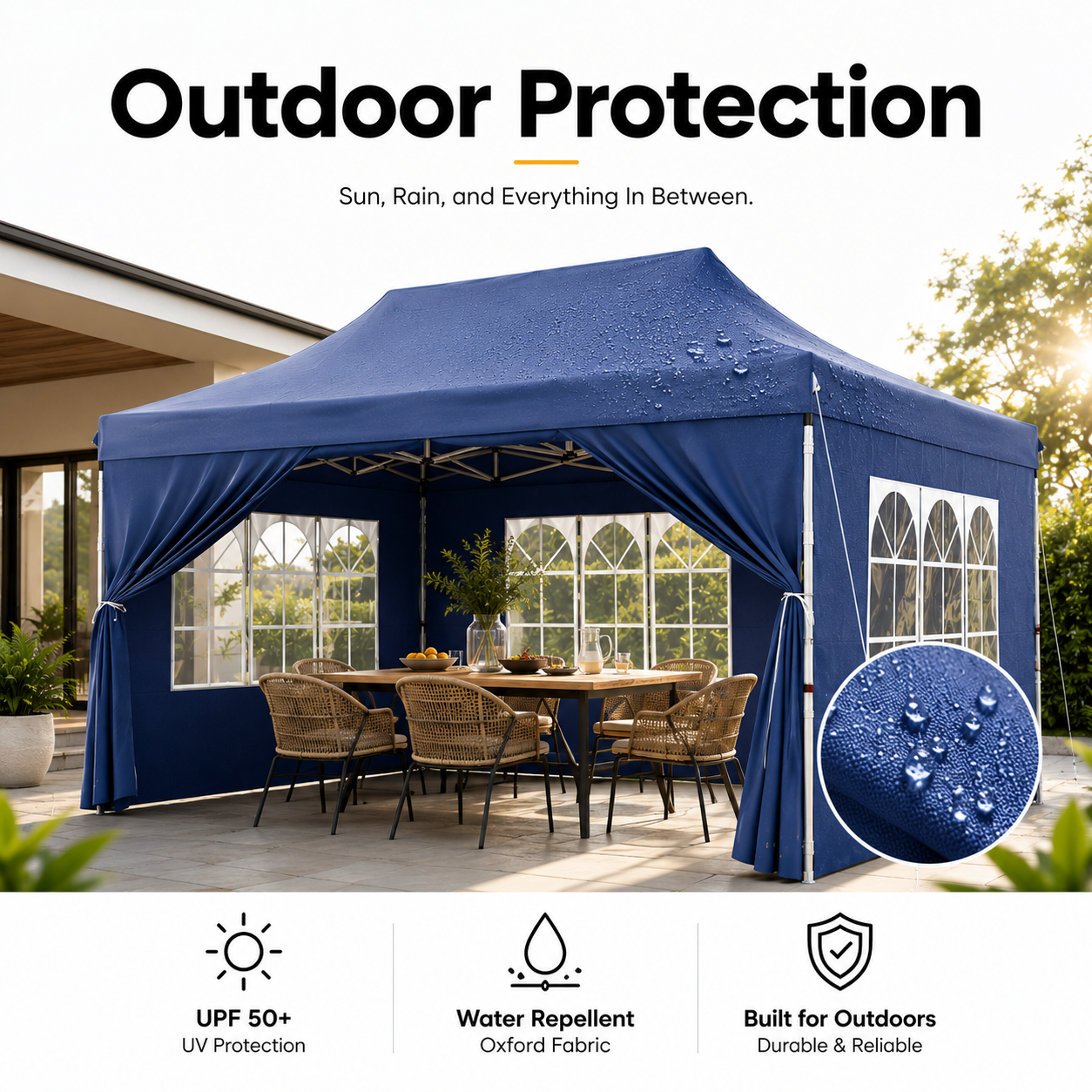 10' × 20' Pop-Up Event Canopy Tent with 6 Removable Sidewalls, Church Windows & Wheeled Storage Bag