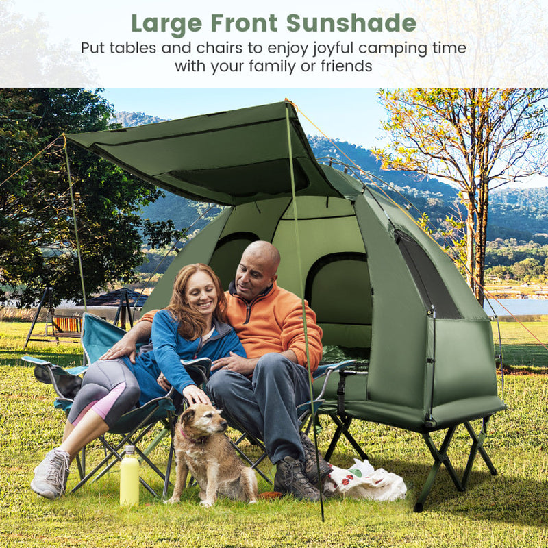 5-In-1 2-Person Foldable Outdoor Camping Tent Cot with Air Mattress and Sleeping Bag