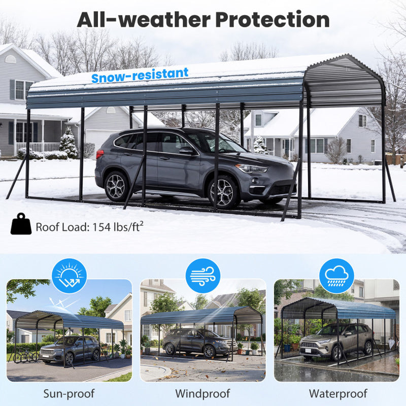 12 X 20 Feet Heavy-Duty Carport Outdoor Galvanized Steel Garage Car Shelter