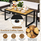 4-Piece Patio Set with Acacia Coffee Table and Wicker Chairs for Backyard