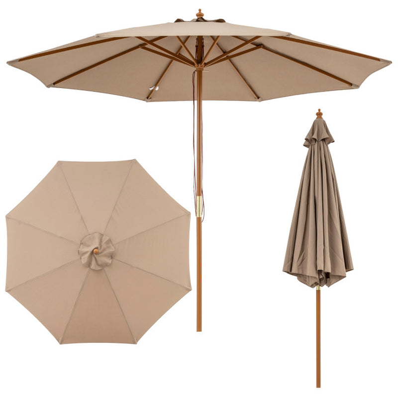 10 Feet Patio Umbrella with 112 Solar Lights and Crank Handle