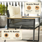 4 Pieces Patio Furniture Set Outdoor Conversation Set with Tempered Glass Coffee Table