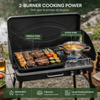 2-In-1 Gas Camping Grill and Stove with 4 Detachable Legs
