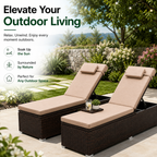 2-Piece Outdoor Chaise Lounge Set with Side Tables | 6-Position Reclining Patio Loungers | StrucHaus