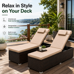 2-Piece Outdoor Chaise Lounge Set with Side Tables | 6-Position Reclining Patio Loungers | StrucHaus