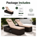 2-Piece Outdoor Chaise Lounge Set with Side Tables | 6-Position Reclining Patio Loungers | StrucHaus