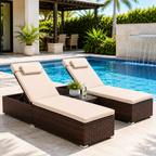 2-Piece Outdoor Chaise Lounge Set with Side Tables | 6-Position Reclining Patio Loungers | StrucHaus