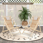Solid Fir Wood Lounge Chair with 3-Level Adjustable Backrest and Soft Padded Headrest