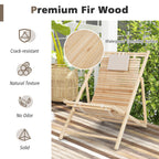 Solid Fir Wood Lounge Chair with 3-Level Adjustable Backrest and Soft Padded Headrest