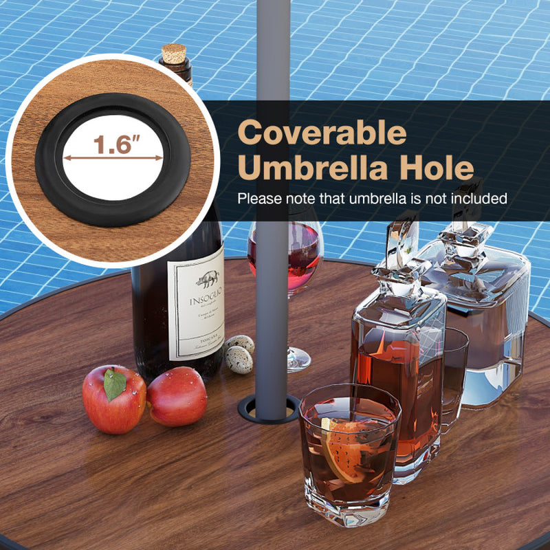 5 Pieces Outdoor round Bar Table Set with 1.6 Inches Umbrella Hole