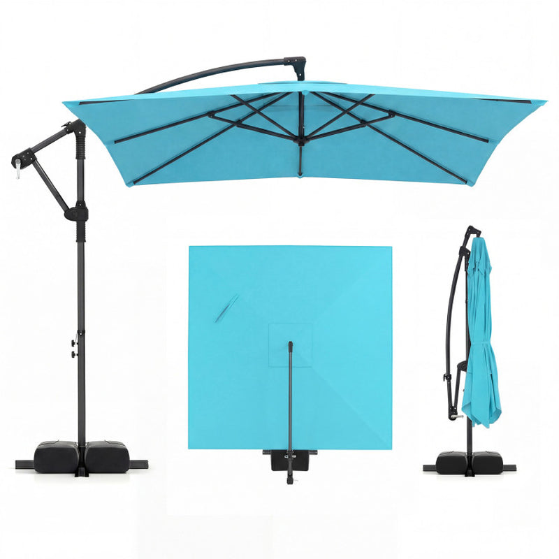 9.5 Feet Square Patio Cantilever Umbrella with 360° Rotation