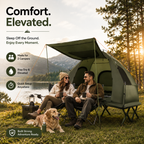 2 Person Camping Tent Cot with Air Mattress, Sleeping Bags & Elevated Camping Bed