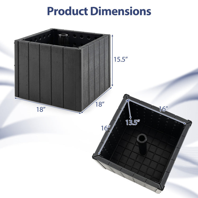 2-In-1 Outdoor Umbrella Base Planter Patio Umbrella Stand with Flower Box