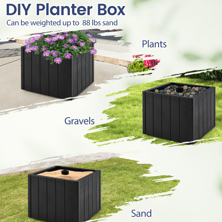 2-In-1 Outdoor Umbrella Base Planter Patio Umbrella Stand with Flower Box