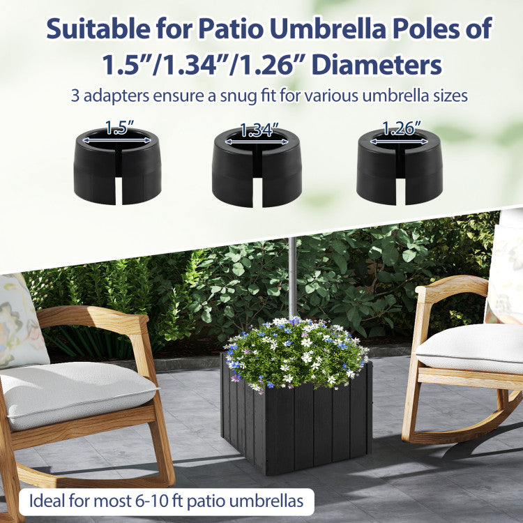 2-In-1 Outdoor Umbrella Base Planter Patio Umbrella Stand with Flower Box