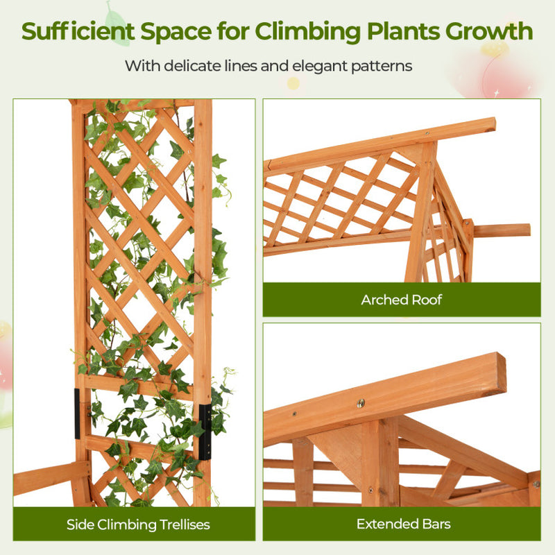6.5 FT Tall Patio Garden Arbor with Pergola and 2-Seat Bench for Garden Backyard Decoration