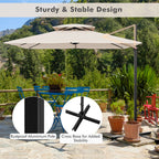 9.5 Feet Cantilever Patio Umbrella with 360° Rotation and Double Top