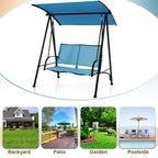 2-Seat Outdoor Canopy Swing with Comfortable Fabric Seat and Heavy-Duty Metal Frame