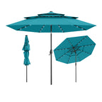 10 Feet Patio Umbrella with 112 Solar Lights and Crank Handle