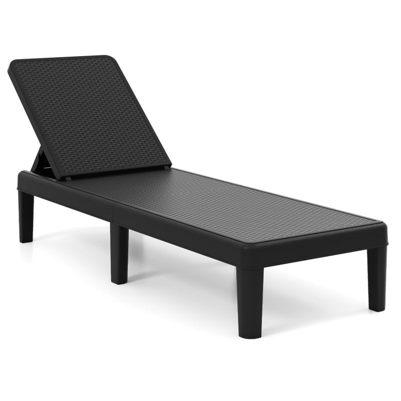 Outdoor Chaise Lounger Chair with Waterproof Rattan Textured PP Surface and 330 Lbs Capacity