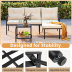 3-Piece L Shaped Patio Furniture Set PE Rattan Sectional Sofas