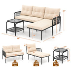 3-Piece L Shaped Patio Furniture Set PE Rattan Sectional Sofas