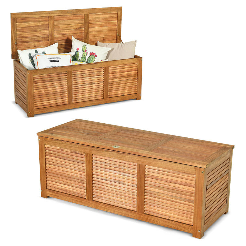 46 Gallon Acacia Wood Storage Bench Box for Patio Garden Deck
