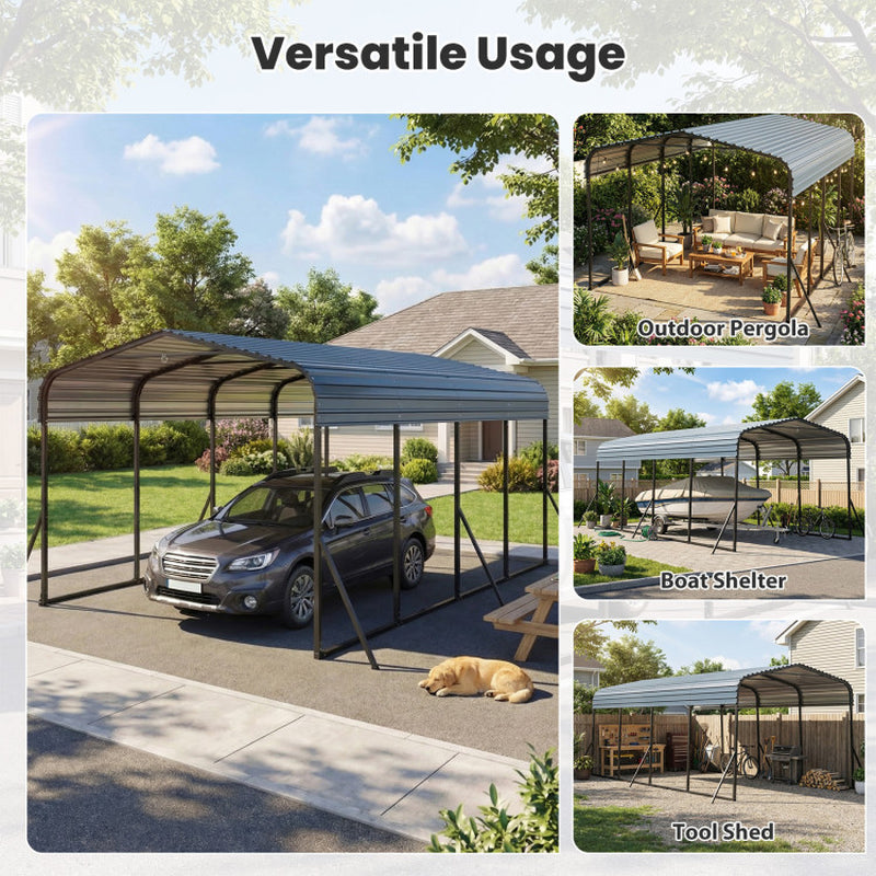 12 X 20 Feet Heavy-Duty Carport Outdoor Galvanized Steel Garage Car Shelter