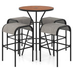 5 Pieces Outdoor round Bar Table Set with 1.6 Inches Umbrella Hole