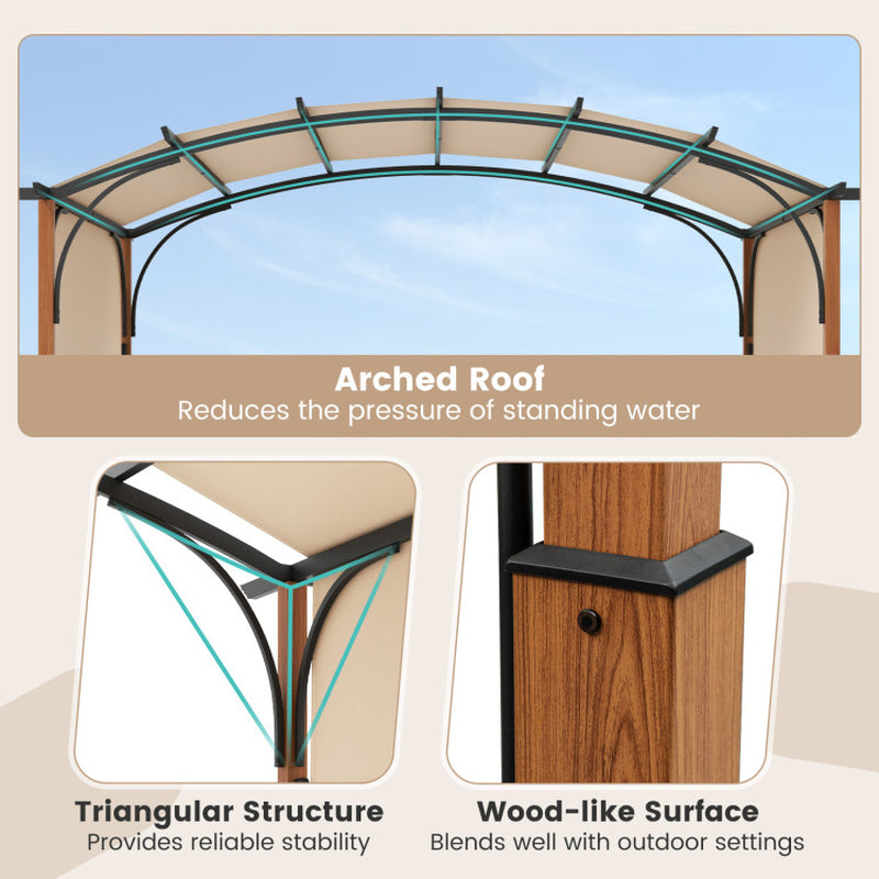 10 X 12 FT Outdoor Retractable Pergola with Retractable Canopy for Patio