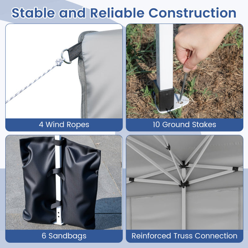 10 X 20 Feet Pop up Canopy Tent Instant Setup with 6 Sidewalls
