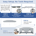 10 X 20 Feet Pop up Canopy Tent Instant Setup with 6 Sidewalls