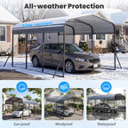 10 X 14.5 FT Heavy-Duty Carport Outdoor Galvanized Steel Garage Car Shelter with Leak-Proof Roof