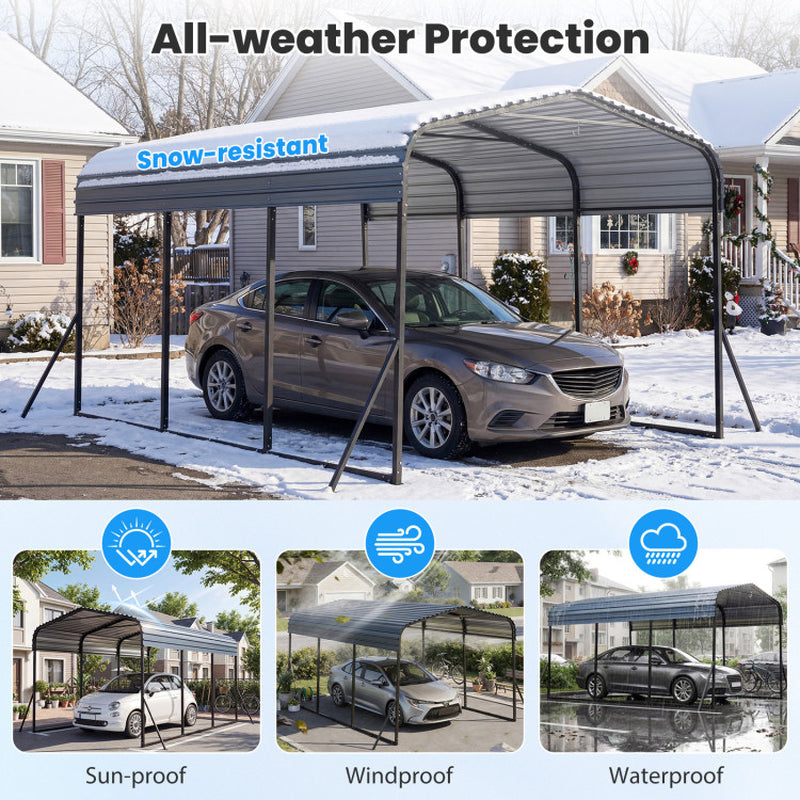 10 X 14.5 FT Heavy-Duty Carport Outdoor Galvanized Steel Garage Car Shelter with Leak-Proof Roof
