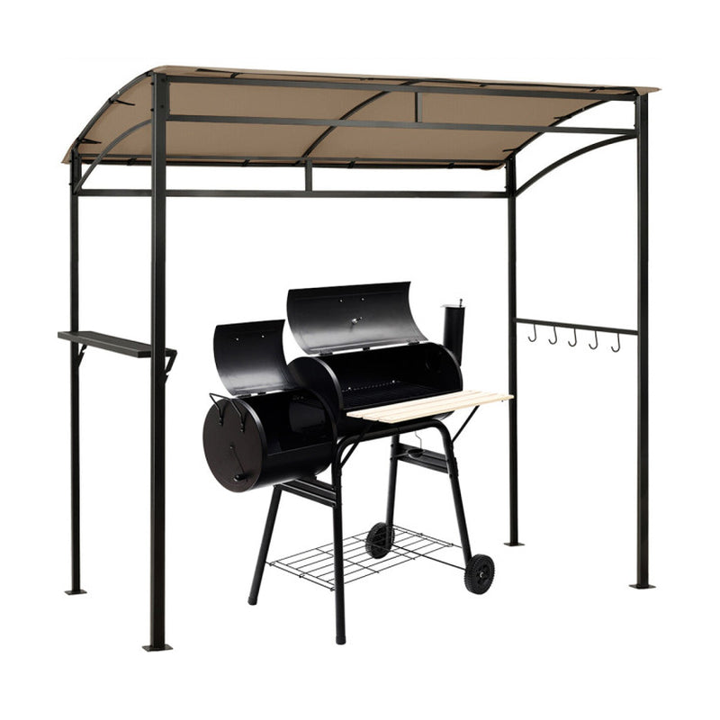 8 X 5 Feet Outdoor Grill Gazebo with 2 Side Shelves and 10 Hooks