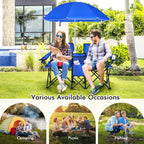 Portable Folding Picnic Double Chair with Removable Umbrella