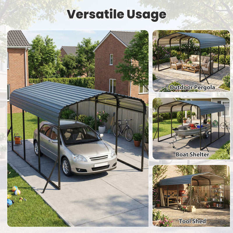 10 X 14.5 FT Heavy-Duty Carport Outdoor Galvanized Steel Garage Car Shelter with Leak-Proof Roof