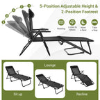 3 Pieces Patio Folding Chaise Lounge Set with PVC Tabletop