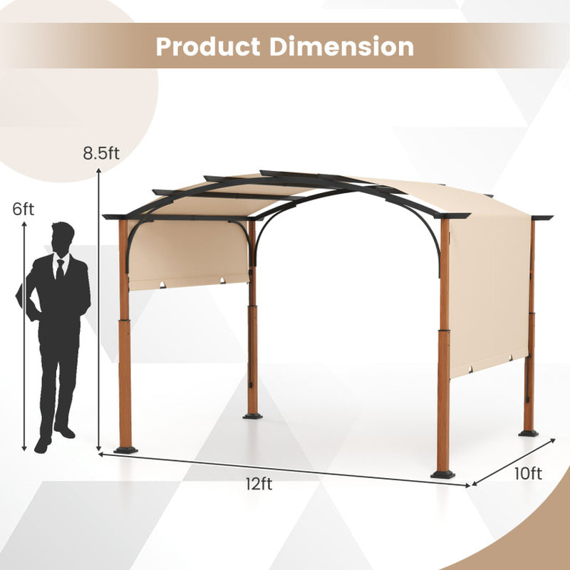 10 X 12 FT Outdoor Retractable Pergola with Retractable Canopy for Patio